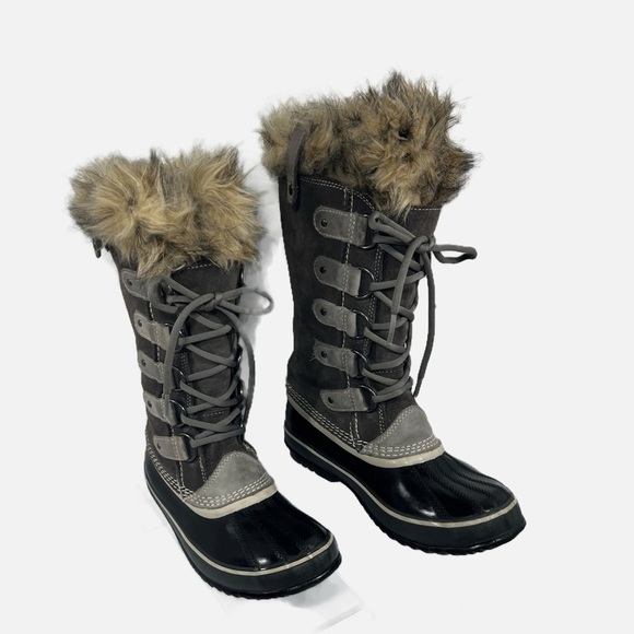 Sorel Joan of Arctic Winter Snow Gray Boots Suede Fur Trim Size 7 Waterproof - Picture 2 of 10